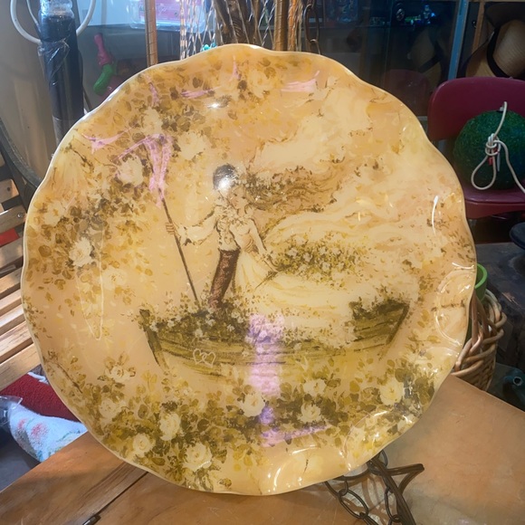 1970s FAB tray featuring an illustration of a flower child couple on a rowboat. - Picture 2 of 10